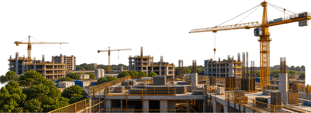 Construction site with cranes